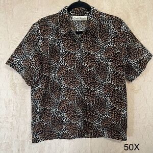 Claudia Richard Animal Print Leopard Button Down T Shirt‎ Women’s Sz 12